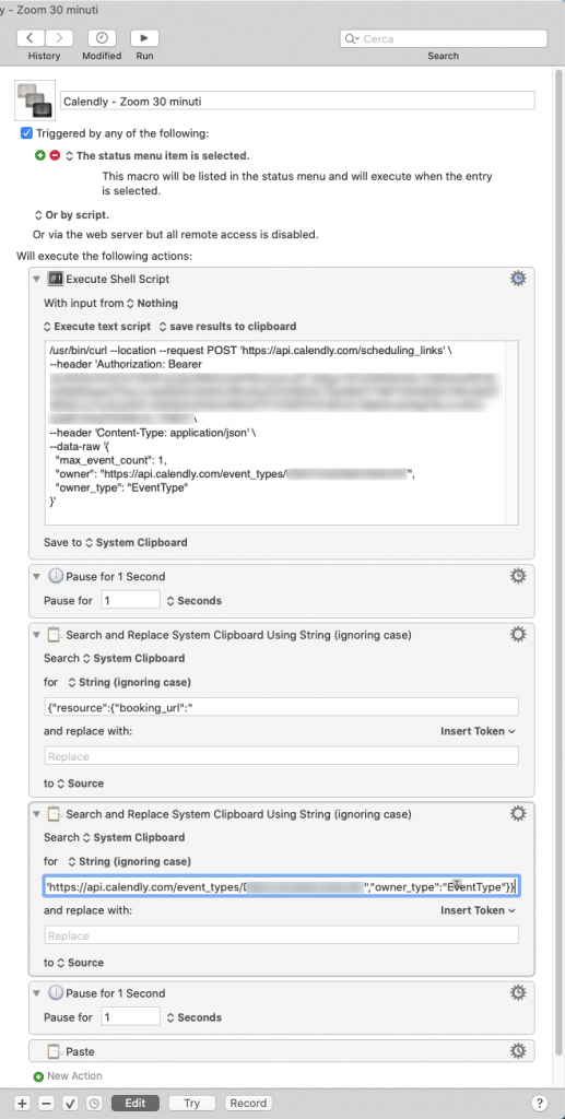 Macro Keyboard Maestro per generare link monouso con Calendly
