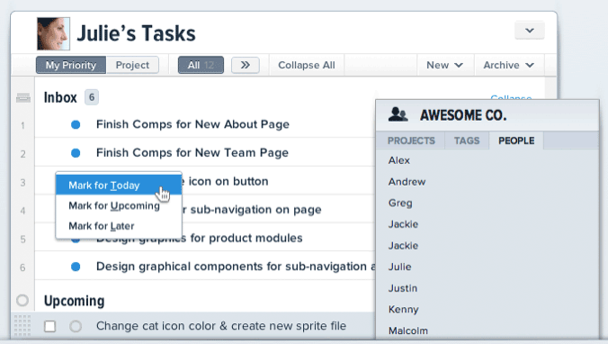 Asana task list condivise